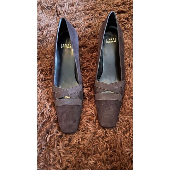STUART WEITZMAN BROWN SUEDE KITTEN HEEL SHOES SIZE 8N - Picture 3 of 10